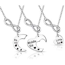 3 Sister Necklace Matching Heart Y Necklace Big Sis Mid Sis Lil Sis Jewelry Gift for Sisters(3 sis YNL)
