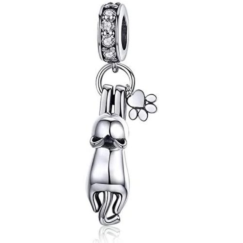 Cute Cat Dangle Charm fit Charms Bracelet Necklace