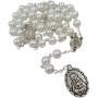TALISMAN4U Seven Sorrows of Mary Rosary Chaplet White Glass Beads Catholic Jewelry Necklace for Women with Rosary Box
