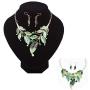 Jurxy Vintage Statement Necklace and Earrings Set Party Leaves Pendants Bib Necklaces Fashion Chunky Jewelry for Women Girls - Green