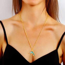 JUESJ Cute Alloy Little Dolphin Pendant Necklace，Colour Little Fish Resin Marine Animal Necklace for Women Girls Fashion Jewelry Gifts