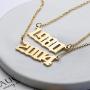 Joycuff Birth Year Number Necklaces Old English Necklace for Women Daughter Teen Girl Sister Personalized Christmas Birthday Jewelry 18K Real Gold Stainless Steel Pendant