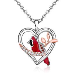 Red Cardinal Pendant Necklace Bracelet Set Sterling Silver Inspirational Memorial Jewelry Sympathy Memorial Ornaments Paradise Gifts for Loss of Loved One