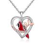 Red Cardinal Pendant Necklace Bracelet Set Sterling Silver Inspirational Memorial Jewelry Sympathy Memorial Ornaments Paradise Gifts for Loss of Loved One