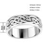 US Jewels And Gems Mens 925 Sterling Silver Irish Celtic Knot Wedding Spinner Ring Band