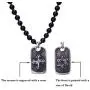 PEARLADA Gothic Skull Necklace Pendant Necklace Fashion Star of David and Cross Dangle Necklaces Long Black Onyx Beads Jewelry Handmade for Women Stainless Steel Necklace