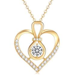 SISGEM 14k Solid Gold Heart Necklace,Infinity Necklace for Women,0.55 Carat(CTTW ) Moissanite Heart Pendant Necklace Women Birthday Jewelry Necklaces for Girls 18(Yellow, 14K-gold)