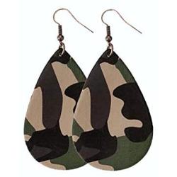 Teardrop Lightweight Leather Earrings for Women Girls Snakeskin Pattern Camouflage Zebra Pattern Dangling Drop Earrings