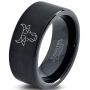 Bull Taurus Muscular Horns Cattle Ring - Tungsten Band 8mm - Men - Women - 18k Rose Gold Step Bevel Edge - Yellow - Grey - Blue - Black - Brushed - Polished - Wedding - Gift Dome Flat
