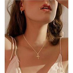 Vintage Cross Pendant Necklace for Women Girls Men Sterling Silver Simple Handmade Hammered Crucifix Prayer Jewelry Adjustable Chain Choker Necklace Jewelry Gift