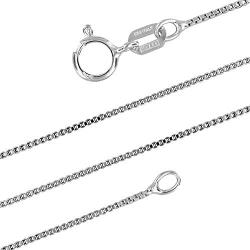 MIZZE Made for Luck 19''-20''-22''-24'' Inch Length 0.7 MM Italian Made Sterling Silver Box Chain with Lobster Or Spring Ring Clasp for Men & Women, Nickel Free and Includes Jewelry Care Kit