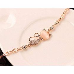 Womens Bracelet Hot Trendy Jewelry Rose Gold Cute Zircon Cat Bracelets Charms Bracelets Bangle with Diamond Alloy Jewelry for Women Children Girl DIY Jewelry Gifts