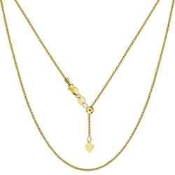 14k Yellow Gold Adjustable Wheat Chain Necklace, 1.0mm, 22''