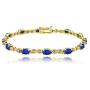 Sterling Silver Genuine, Created or Simulated Gemstone 6x4mm Oval Infinity Bracelet with White Topaz Accents