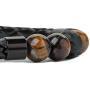Ckysee 7 Chakra Lava Rock Bracelet Healing Balancing Genuine Leather Bracelets with Magnetic Clasp Tiger Eye Agate Howlite for Men