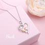 YinShan 925 Sterling Silver Heart Animal Pendant Necklace Jewelry for Women