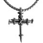 FORGIVEN JEWELRY Wire Wrapped Three Nails Cross Necklace on Heavy Chain
