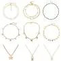 MELLIFO 9PCS Butterfly Choker Necklace Gold Silver Layered Chain Dainty Choker Pendant Necklaces for Women Girls