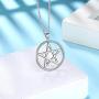 Astrological Symbol Necklace for Women Mens Pendant 925 Sterling Silver Eye of Evidence Necklace Crescent Black Moon and Cross Necklace Wiccan Jewelry for Boys and Girls Gift with Gift Box