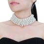 Fashion Jewelry Multi Strand Simulated Pearl Resin Chain Collar Choker Statement Necklace Costume Jewelry Necklaces for Women&Girls