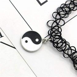 Yin Yang Matching Jigsaw Necklace Bracelet Sets Puzzle Pendant Friendship Bracelets Necklaces BFF Y-Necklacs for 2 Matching Jewelry Set for Women Girls Couple