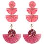 LOYALLOOK 2 Pairs Bohemian Tassel Drop Earring for Women Girls Handmade Bead Raffia Palm Tiered Long Dangle Statement Tassel Earrings