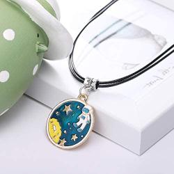 Winssi Cartoon Planet Necklace Astronomy Jewelry Outer Space Jewelry for Teen Girls and Boys