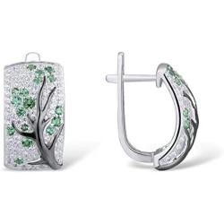 Santuzza 925 Sterling Silver Delicate Cherry Tree Earrings Green Spinel Cubic Zirconia Fashion Jewelry