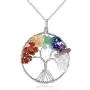 Blingsoul Tree of Life Pendant Necklace - Chakra Quartz Gemstones Silver Crystal Jewelry St. Patrick Day Gift for Women Blingsoul Tree of Life Pendant Necklace - Chakra Quartz Gemstones Silver Crystal Jewelry St. Patrick Day Gift for Women