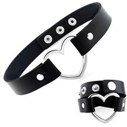 Vintage Gothic Collar Punk Goth Emo Heart Leather Choker Necklace for Girls Women