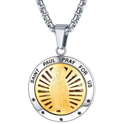 FaithHeart Saint Michael/Christopher/Anthony/St. Joseph/Patrick Pendant Necklace, Stainless Steel Essential Oil Diffuser Locket Pendants Custom Engraved Saints Jewelry (Send Gift Box)