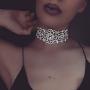 Nicute Rhinestone Choker Necklace Crystal Flower Necklaces Chain Festival Neck Jewelry for Women and Girls (Silver)