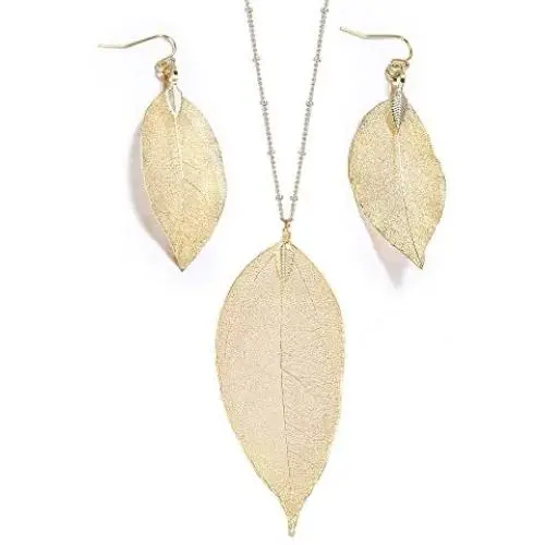 BOUTIQUELOVIN Filigree Long Leaf Pendant Dangle Necklace and Earring Jewelry Set Fashion Gifts for Women Girls BOUTIQUELOVIN Filigree Long Leaf Pendant Dangle Necklace and Earring Jewelry Set Fashion Gifts for Women Girls
