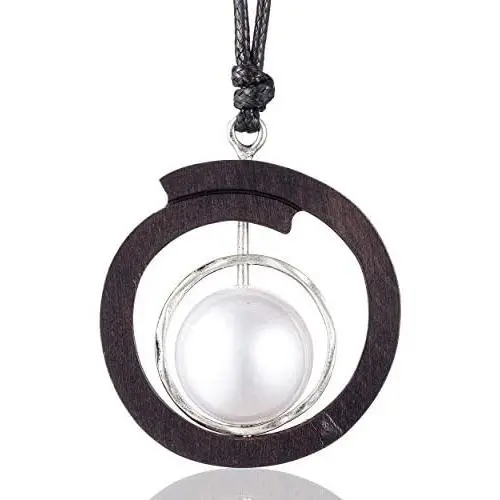 Coostuff Black Sandalwood Pendants Necklace for Women Handmade Long Sweater Necklaces Jewelry Coostuff Black Sandalwood Pendants Necklace for Women Handmade Long Sweater Necklaces Jewelry