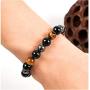 SIMECO JEWELRY Black Tourmaline Bracelets Hematite Black Obsidian Tiger Eye Protection Triple Protection Bracelet Bring Luck Prosperity Dazzling 7 inch (8 mm Bead)