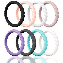 Egnaro Braided Silicone Wedding Ring for Women