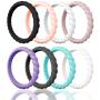 Egnaro Braided Silicone Wedding Ring for Women