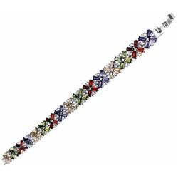 Fashion Tennis Bracelet Inlaid Garnet Emerald Amethyst Morganite Peridot Topaz Silver Bracelets 7 inch