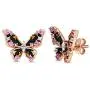 BERRICLE Rose Gold Flashed Sterling Silver Enamel Cubic Zirconia CZ Butterfly Fashion Necklace and Earrings Set
