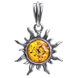 Ian and Valeri Co. Amber Sterling Silver Small Sun Pendant