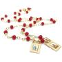 Scapular Gold Plated Necklace for Women''17 Inches'' Red Crystal Beads Chain