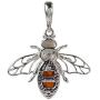 HolidayGiftShops Sterling Silver and Baltic Amber Bumblebee Pendant