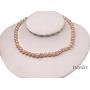 JYX 7-8mm Oval Natural White/Pink Freshwater Cultured Pearl Necklace 17''