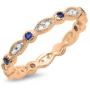 Dazzlingrock Collection 10K Gold Round Blue Sapphire and White Diamond Ladies Vintage Style Anniversary Wedding Stackable Ring