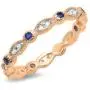 Dazzlingrock Collection 10K Gold Round Blue Sapphire and White Diamond Ladies Vintage Style Anniversary Wedding Stackable Ring