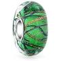 Murano Glass Spacer Blue Green Glitter Swirl Stripe Charm Bead Fits European Bracelet For Women Teen .925 Sterling Silver Core