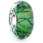 Murano Glass Spacer Blue Green Glitter Swirl Stripe Charm Bead Fits European Bracelet For Women Teen .925 Sterling Silver Core