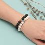 Jovivi LGBT Relationship Bracelet Rainbow Pride White Howlite/Black Lava Rock Beads Oil Diffuser Bracelets for Men Women