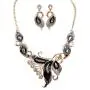 HAPPYLE Austrian Crystal Enamel Jewelry Sets Women Flower Jewelry Sets Chain Necklace Earrings Sets