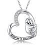 JUSTKIDSTOY Sloth Necklace Sterling Silver “Slow Down Be Happy” Slider Sloths Stuffed Animal Pendant Jewelry Charm Gifts for Women
